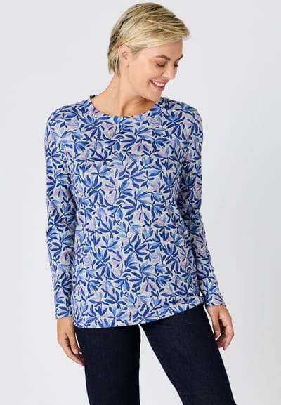 Damart - T-shirt geborsteld warm tricot - Dames - Blauw - XS