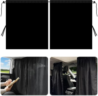 Famanu - Privacygordijn 140 × 80 cm, afneembaar zonnescherm en scheidingsgordijn voor auto of camper – Zwart