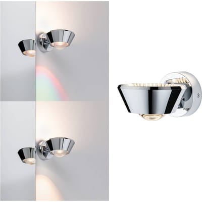 LED-wandlamp Sabik IP44 2700K 570lm / 360lm 230V 9W / 4,5W dimbaar Chroom