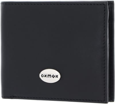 oxmox Leren portemonnee Leather Querscheinbörse Pure Metal Round Black zwart