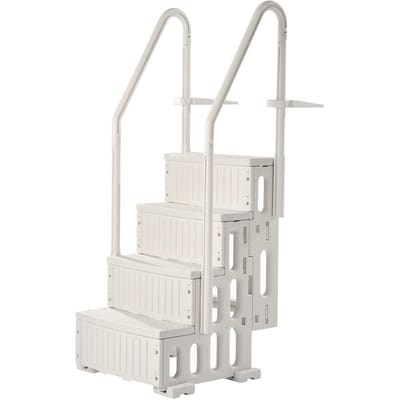 Witte Zwembadtrap met 4 Treden en 2 Handgrepen Ondersteunt 400 lb voor Zwembaden van 48-54 Inch