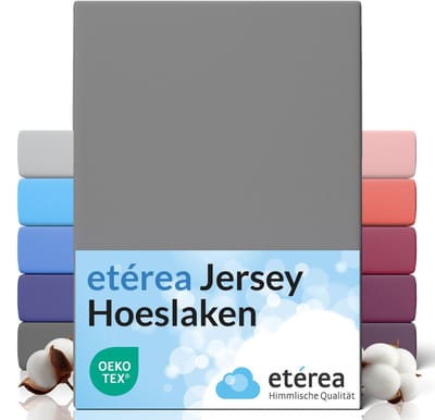 etérea Jersey Hoeslaken 90x200 - 100x200 cm Oekotex Made in Green - 100% katoen - Grijs