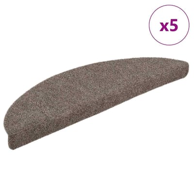 vidaXL - Trapmatten - Zelfklevend - 5 - stuks - 56x17x3 - cm - Beige - Halfrond