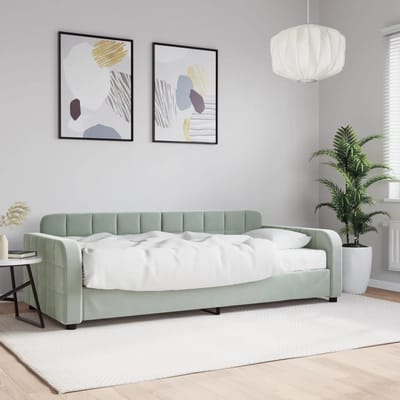 vidaXL - Slaapbank - met - matras - 90x200 - cm - fluweel - lichtgrijs