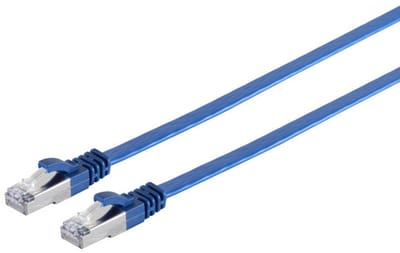 RJ45 Flachkabel m. CAT 7 Rohkabel slim blau 10m