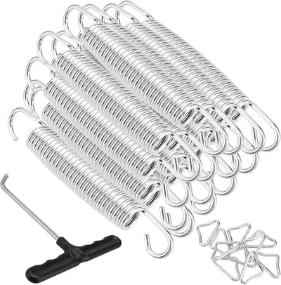 Set van 20 vervangende trampolineveren van 6 inch van gegalvaniseerd staal met T-haak en driehoekige gesp voor binnen- en buitenspringen, ideaal voor trampolineonderhoud en -veiligheid