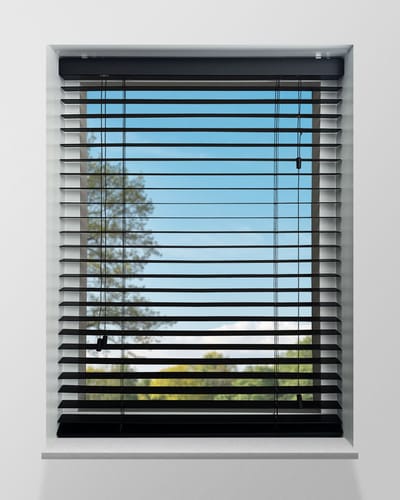 Houten Jaloezie - 50mm - Zwart - 50x130cm - Ladderkoord