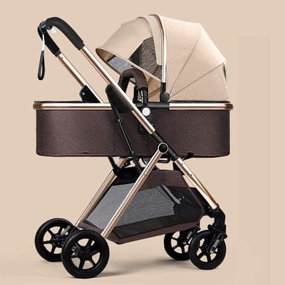 Lichtgewicht Kinderwagen - Babybuggy Reiswieg - Baby Vervoeren - Anti-shock Veren - 32 x 60 x 105 cm - Bruin