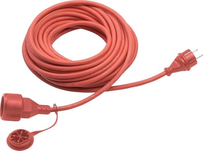 Veiligheidscontact-verlenging 10 m - Spatwaterdichte rubberen kabel met aanraakbeveiliging - IP44