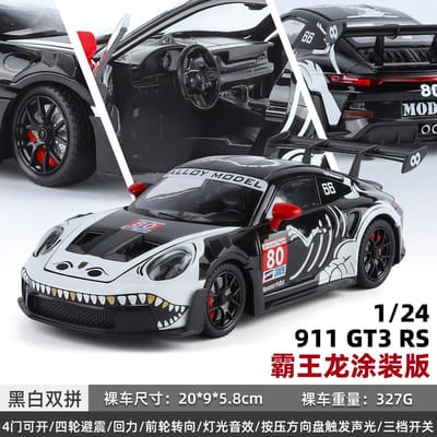 1:24 Porsche 911 Gt3 Rs Tyrannosaurus Rex Geschilderd Gemodificeerd Race Legering Metaal Diecast Modelauto Verzamelingen Hobby Display Cadeaus