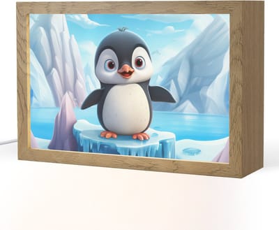 Nachtlampje 30x20 cm - Kinder lampje - Pinguïn - Meisjes - Pooldieren - Kinderen - Tafellamp kinderkamer - Slaapkamer lamp - Bedlamp kinderen - Kinderlampje stopcontact - Wandlamp babykamer - Nachtlampjes