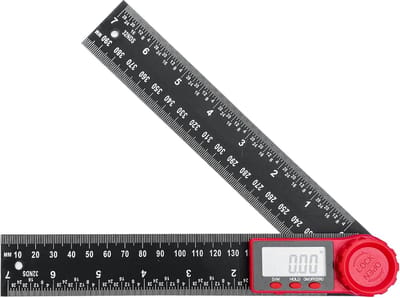 QTTVBTNA -Digitale Hoekmeter 360° met LCD-display – 200 mm Roterende Precisie Hoekliniaal met Vergrendelfunctie – Meetinstrument voor Houtbewerking, Bouw, Metaalbewerking en Technisch Gebruik – Zwart