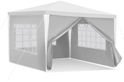 Partytent,3x3m,Paviljoen ,Waterdicht, Feesttent met Zijwanden,Tuintent,Easy Up, Draagtas met Wielen,wit
