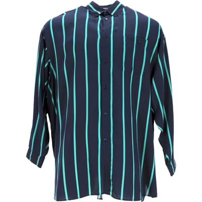 Balenciaga Gestreepte Overhemd in Marineblauwe Polyester