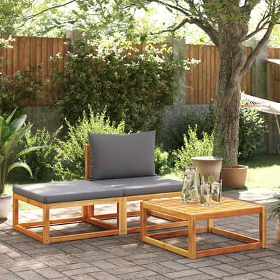 vidaXL - 3-delige - tuinbankset - met - kussens - acaciahout - & - touw