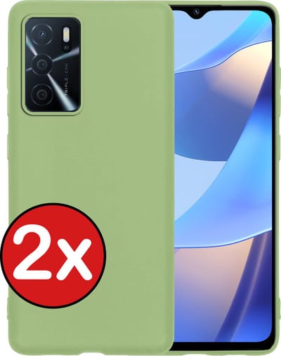 Hoesje - 2 Stuks - Geschikt voor OPPO A16 - Sterk & Shockproof - Telefoonhoes - Back Cover - Case Siliconen - Telefoon Hoes - Groen