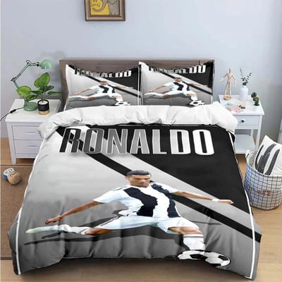 Mode Voetbalster M-Messi R-Ronaldo Print Beddengoed Set Dekbedovertrek Dekbed Bed Jeugd Kinderen Meisjes Jongens Luxe Cadeau US Twin(172*218cm)3pcs