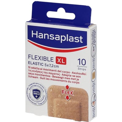 Hansaplast Flexible Elastic XL Pleisters - Wondpleisters - Wondverzorging - Grote Pleisters - Eilandpleister 5 x 7,2 cm - 10 Stuks