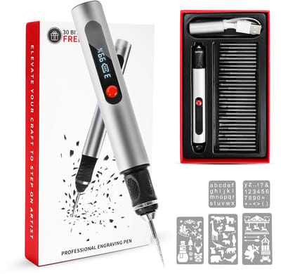 Namajunas - Graveerpen draadloos - Graveerset - Oplaadbaar graveergereedschap - Graveermachine - Elektrische graveerpen met 30 bits en 5 graveersjablonen - Mini-rotatiegereedschap voor sieraden, metaal, hout, glas en kunststof