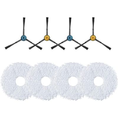 Eureka J12 Ultra-SB-MOP robotstofzuiger accessoireset, 4 stuks zijborstels & 4 stuks dweilpads