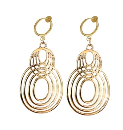 Klem oorbellen- goudkleur- ovaal- geen gaatje- lang- Charme Bijoux