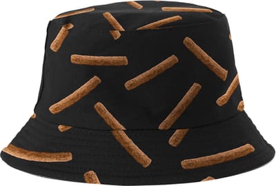 Yucka - Bucket Hat - Vissershoedje - Hoedje - Heren - Dames - Frikandellen - Festival accessoires - Reversible - 58 cm - zwart