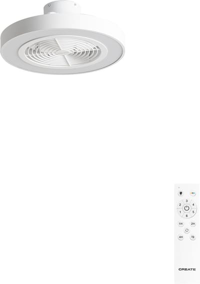 CREATE - Stille plafondventilator 40W Ø50 cm met verborgen bladen en LED-verlichting - S - Met licht - Afstandsbediening - WIND CLEAR EASY