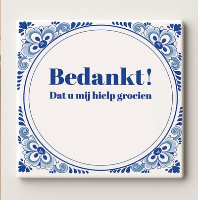 Bedankt Juf of Meester Tegel 15x15cm – “Bedankt dat u mij hielp groeien” – Mooie Blauwe Bloemen Keramische Tegel, Perfect Bedankcadeau voor Leraren of Mentoren