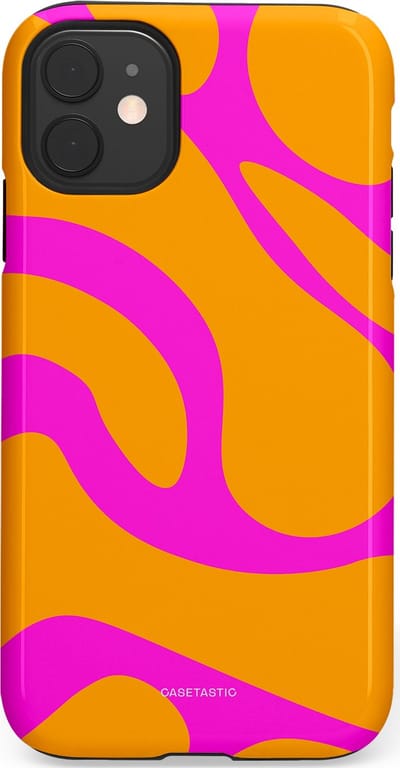 Casetastic Hoesje Geschikt voor Apple iPhone 11 - Stijlvolle Beschermende Duo-layer Case - Zonnige Zebra Roze-Oranje