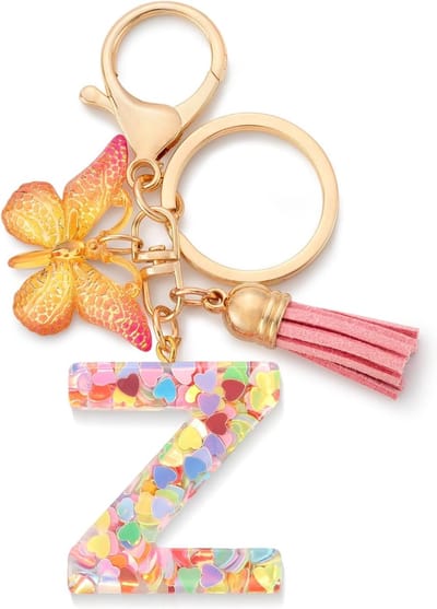 Sleutelhanger letter meisjes sleutelhanger met beginletters vlinder autosleutelhanger voor vrouwen, roze-z, S