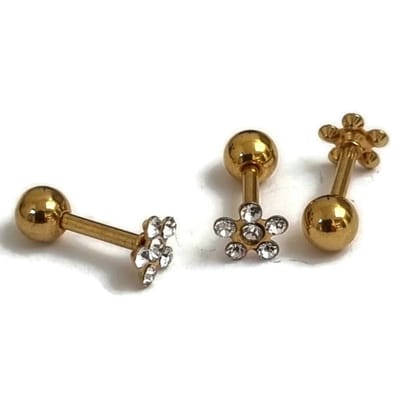Aramat Jewels | Piercings | Kristallen Bloem Helixpiercing Goudkleur | | | |8mm | Staal | Volwassenen | Verkleurd niet