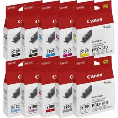 Canon PFI-5100 Multipack inktcartridge 10 stuk(s) Origineel Normaal rendement Cyaan, Mat Zwart, Zwart