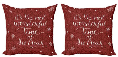 ABAKUHAUS Spreekwoord Kussenhoezen Set – 2x40x40 cm – Rood/Wit