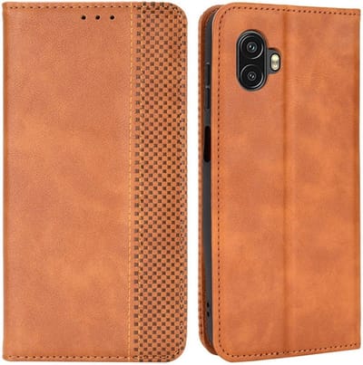 Coverup Hoesje - Geschikt voor Samsung Galaxy Xcover 6 Pro Hoesje - Coverup Vintage Style Book Case - Bruin