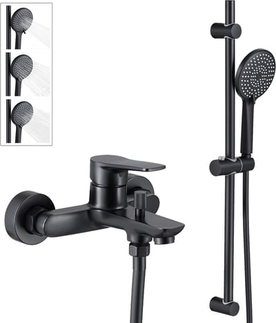 Auralum Max Badkraan - Doucheset - Badmengkraan - 70 cm Glijstang - 3 Functies Douchekop - 150 mm Hartafstand - Waterbesparend - Zwart