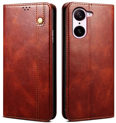 Coverup Hoesje - Geschikt voor OnePlus Nord CE5 Hoesje - Coverup Premium Classic Book Case - Bruin