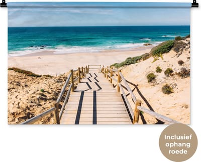 Wandkleed - Wanddoek - Strand - Trap - Portugal - 90x60 cm - Wandtapijt