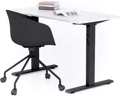 Modern Bureau 120x60 cm Wit Betonlook met Zwarte Poten - Stabiel Werkblad