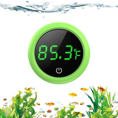 QTTVBTNA -Digitale Aquarium Thermometer met LED Display – Draadloos, Nauwkeurig (±0,1°C), Touch Bediening, Stick-on Buiten Sensor, Geschikt voor Zoet- en Zoutwater Aquaria en Terraria