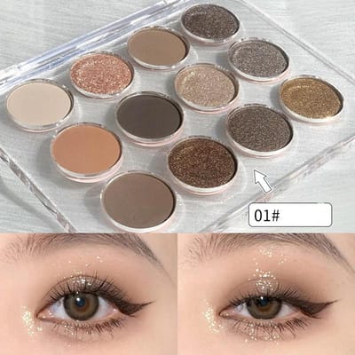 12 kleuren Naakt Matte Oogschaduw Palet Glanzende Langdurige Waterdichte Oogschaduw Glitter Ogen Pigment Make-up Cosmetica