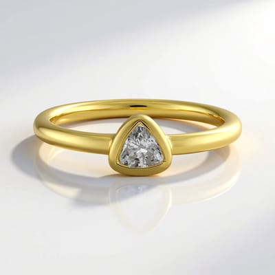 Cavill - Zilveren Ring 925 Sterling Verguld - 0.347 ct Triljant Cambodjaanse Zirkoon - Geometrisch Minimalistisch Design - Elegante Damesring