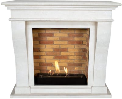 Xaralyn Bio-ethanol haard - Kreta BST-SWP - wit gepolijst natuursteen - 3 KW verwarming - haardombouw inclusief inbouwhaard - schouw