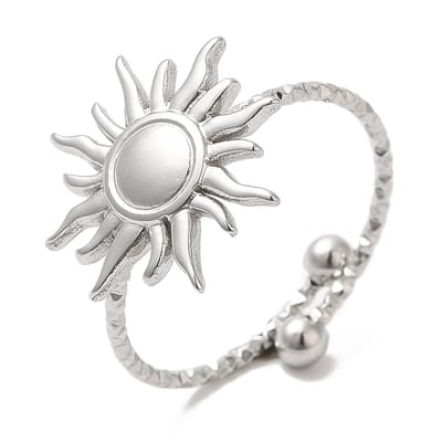 Ring stainless steel zon bohemian, one size ring, zilverkleurig, 100% waterproof, verstelbare ring, cadeau