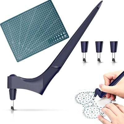 Carving Craft Knife Set - Gyro Cutter - Precisie Snijgereedschap - 360 Grad Roestvrij Staal - Inclusief 2 Reserve Messen en 1 Snijmat - Creatief Gereedschap Set voor Scrapbooking