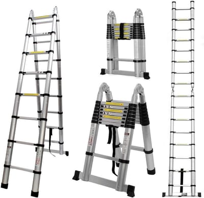 Telescopische Vouwladder Aluminium Maximaal 150 kg Zilver/Geel