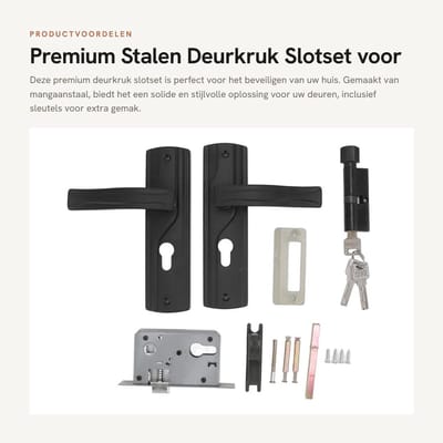 Dailygoods- Sleutelcilinder Premium Mangaan Staal - Deurgreepslotset - Universeel Deurslot - Deurslot Slaapkamer - Deurslot Badkamer - Inclusief 3 Sleutels