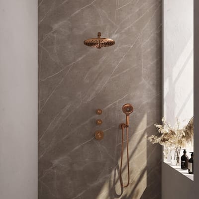Brauer Copper Carving Thermostatische Regendoucheset Inbouw - Hoofddouche 30 cm - Rechte Wandarm - Handdouche 3 Standen - Doucheslang - Wandaansluitbocht