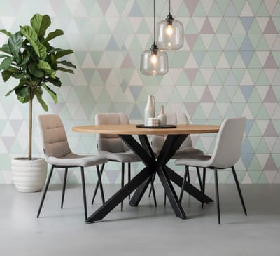 Eettafel Ovaal Geolied MDF met Metaal – Moderne Design Eettafel 200x100 cm – Luxe Ovale Eetkamertafel met Industrieel Onderstel – Robuuste Houten Look Tafel – Novihome