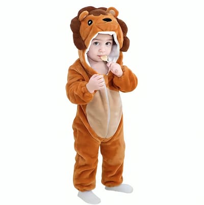 Budino® Baby Onesie - Baby Romper - Baby Pyjama - Baby Pakje - Baby Verkleedkleding - Carnavalskleding - Dier - Leeuw - Bruin - maat 70