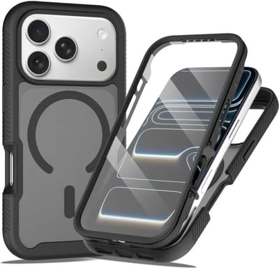 Hoesje met Ingebouwde Screenprotector Geschikt voor Apple iPhone 17 Pro - Compatibel met MagSafe / Qi2 - Full Protect - Schokbestendige Beschermhoes - Case Matte Zwart
